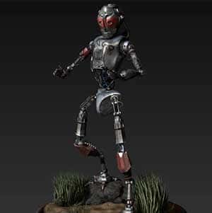 Sadie Knowles - Image of 3D robot character on grassy mound