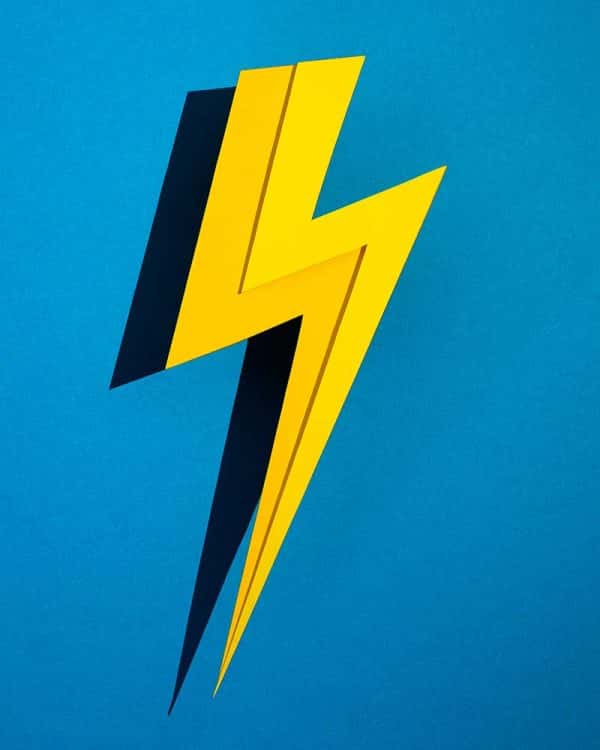 Alex Foxley - Image of a yellow lighting bolt on a bright blue background
