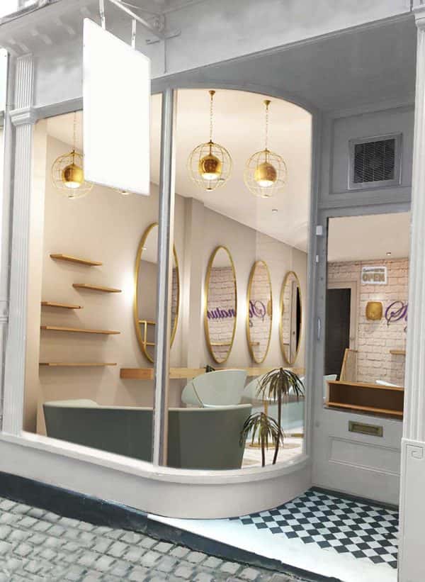 Isabella Elsworth - BA Interior Design work by Isabelle Elsworth showing a render of a shop front/hairdressers