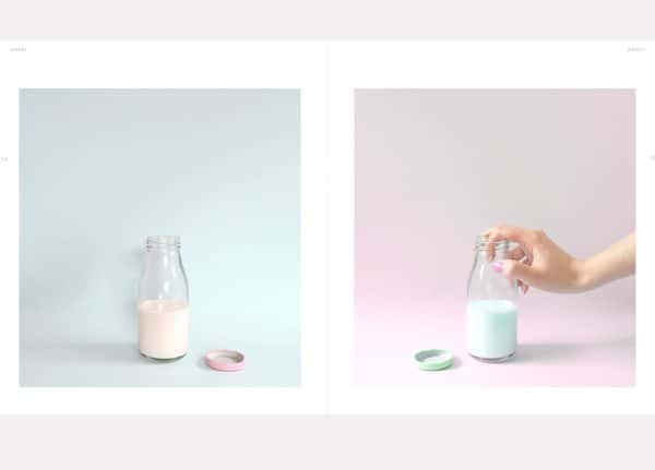 Krystal Loh - Image of two photographs of a milk bottle filled with milk