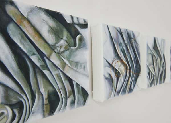 Jane Weinle - Image of three paintings of creased material