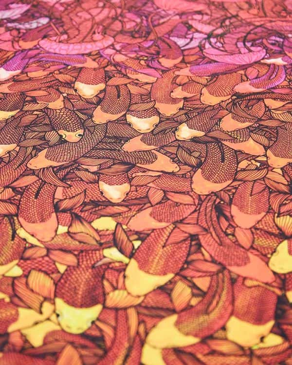 Marina Bijelic - Repeat pattern illustration of fish printed orange, yellow and pink