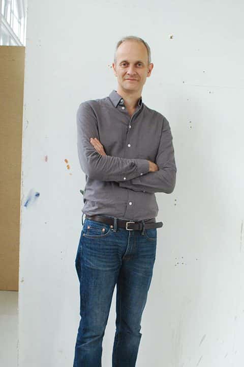Portrait of Fine Art academic Mark Wilsher in the studios at Norwich University of the Arts
