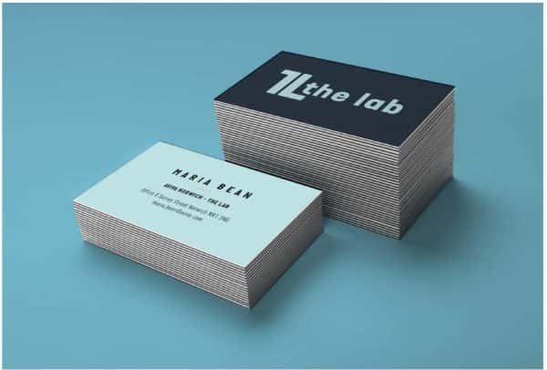 The Lab - Photo of two stacks of business cards for The Lab and Maria Bean