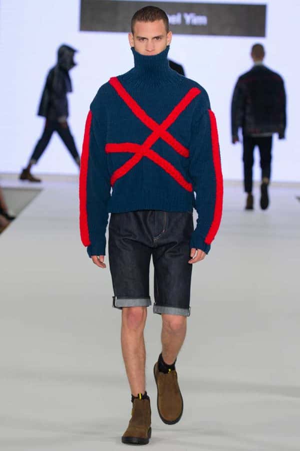 Rachel Yim - Image of a male model wearing an over sized jumper and shorts