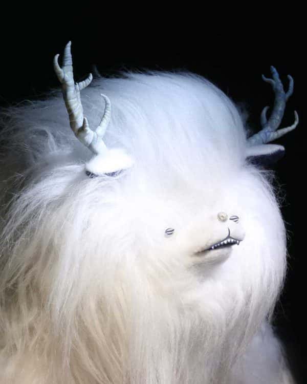Steph Dulieu - Image of a white flurry stop motion beast character used in NUA graduate work by Steph Duliei