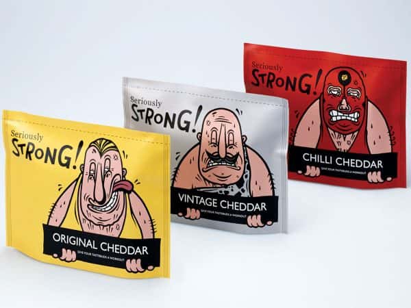 Chris Webster - Images of cheese packaging designs with wrestlers faces on