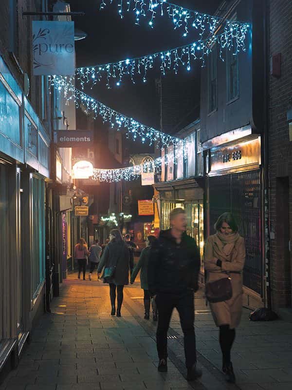 The Norwich Lanes - Nightime image of the streets of the city of Norwich