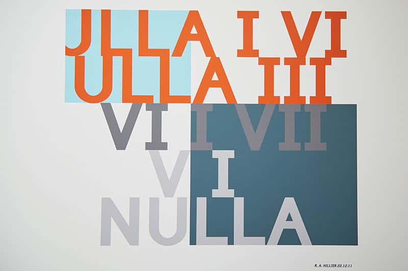 Coloured typographic work by graphics Lecturer Rob Hillier