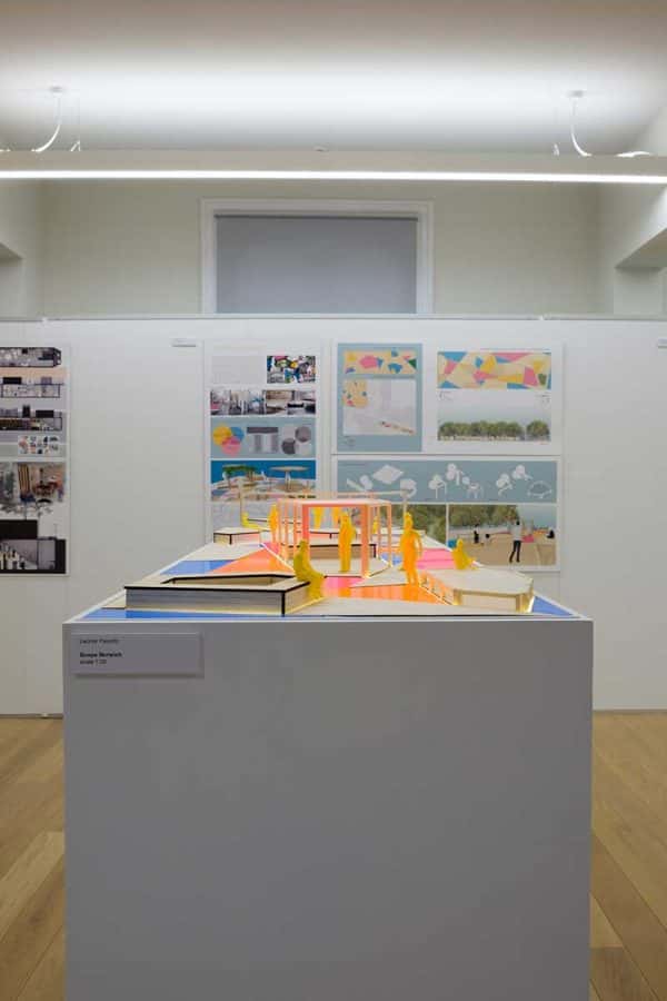  - BA Interior Design course student work on a plinth and wall in the Norwich University of the Arts Degree Show
