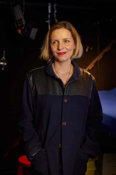 BA Animation Lecturer Carla MacKinnon stands in the Animation studio for stop-motion at Norwich University of the Arts