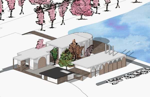 Crematorium - A technical drawing of a crematorium concept by BA Architecture student Chanti Clark