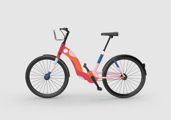 Ella Flood & Erin Ruane - Bike design using colours from the Bright Hire branding designed by BA Graphic Design students Erin Ruane and Ella Flood